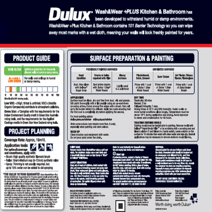 Dulux Interior Paint Wash Wear Plus - 2L - Vivid White Semi Gloss