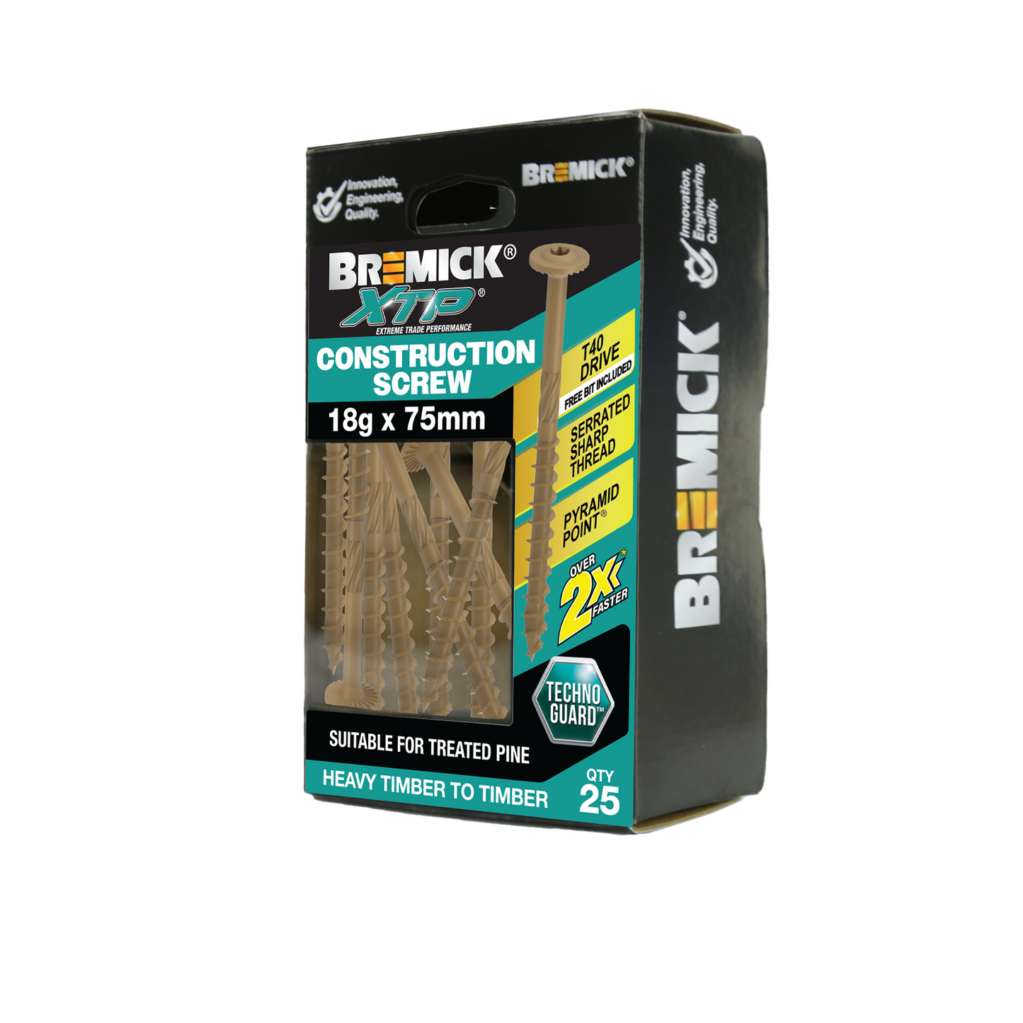 Bremick Xtp Construction Screw - 18g x 75mm - Tan - 25 Pack