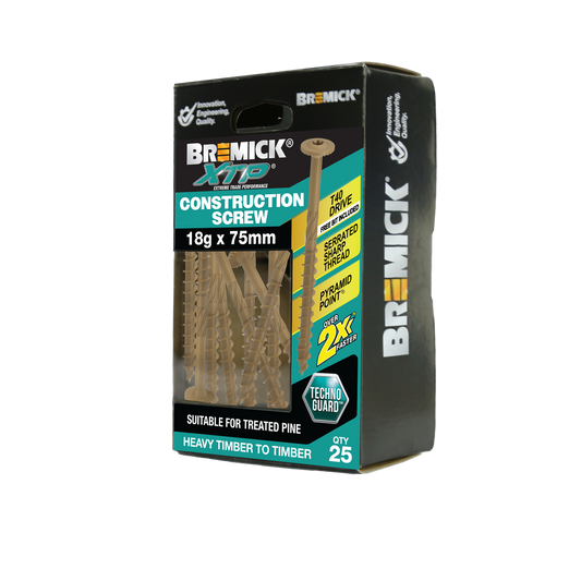 Bremick XTP Construction Screw - 18g x 75mm - Tan - 25 Pack