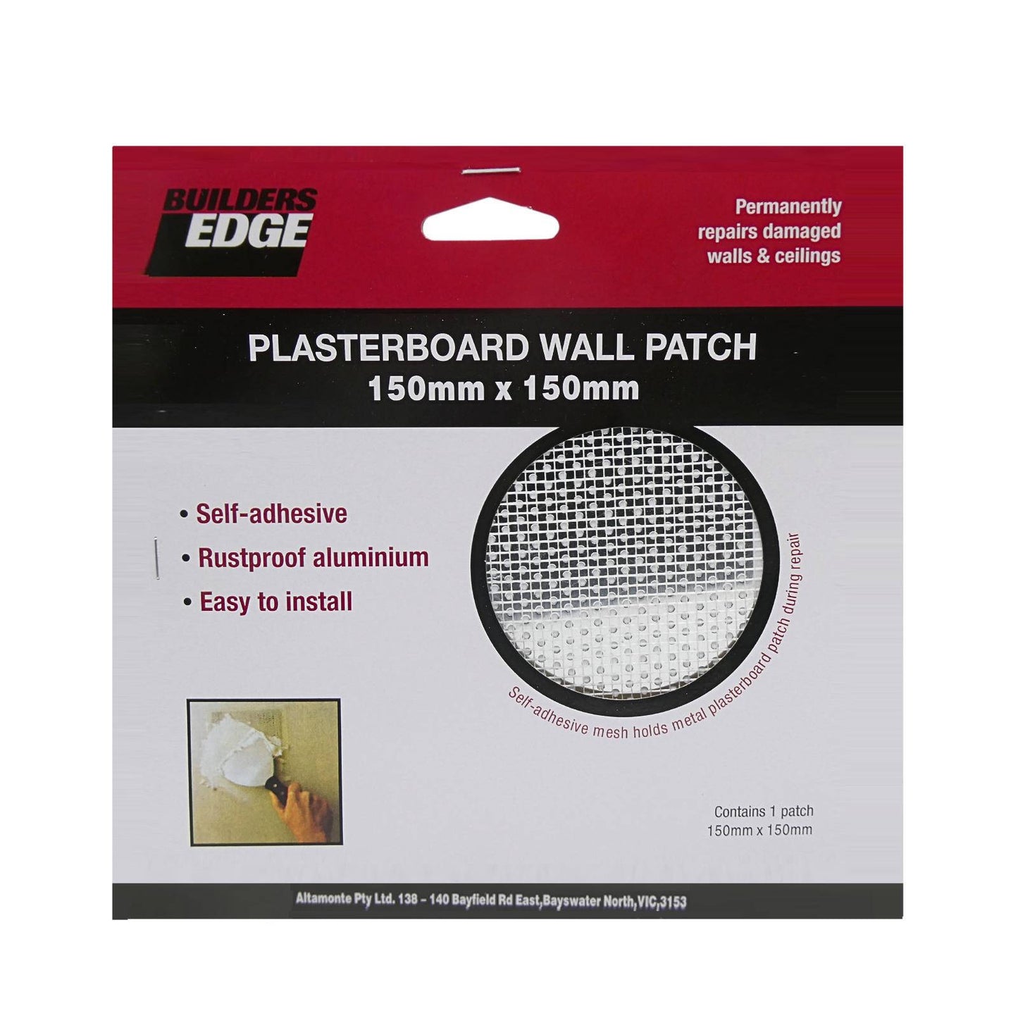 Builders Edge Plasterboard Hole Patch - 150mm x 150mm