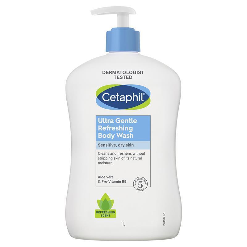 Cetaphil Ultra Gentle Body Wash 1L for Dry & Sensitive Skin with Aloe Vera