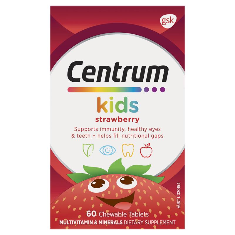 Centrum Kids Multi Vitamin 60 Strawberry Tablets