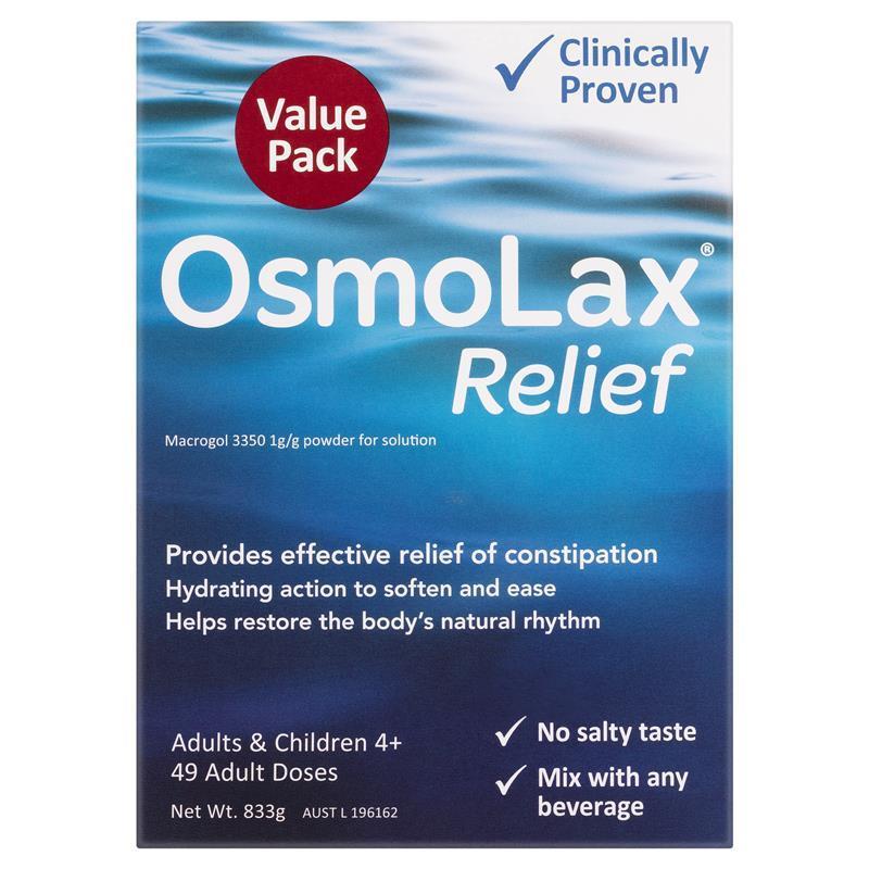 OsmoLax Relief Laxative Powder 49 Dose 833g - Effective Constipation Relief Without Salty Taste