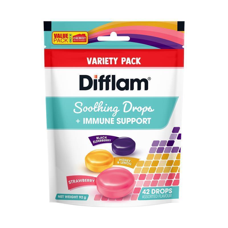 Difflam Soothing Drops + Immune Support Assorted Flavours 42 Drops
