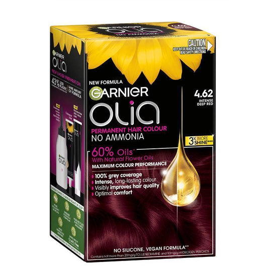 Garnier Olia 4.62 Intense Deep Red Permanent Hair Colour - Ammonia-Free with 60% Oils
