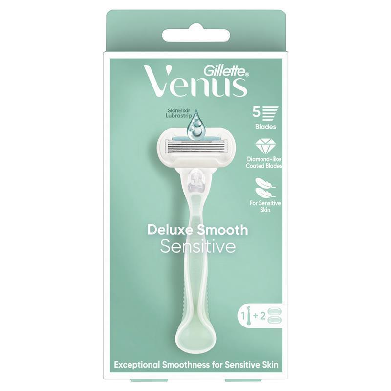 Gillette Venus Smooth Sensitive Razor Handle + 2 5-Blade Aloe Refills