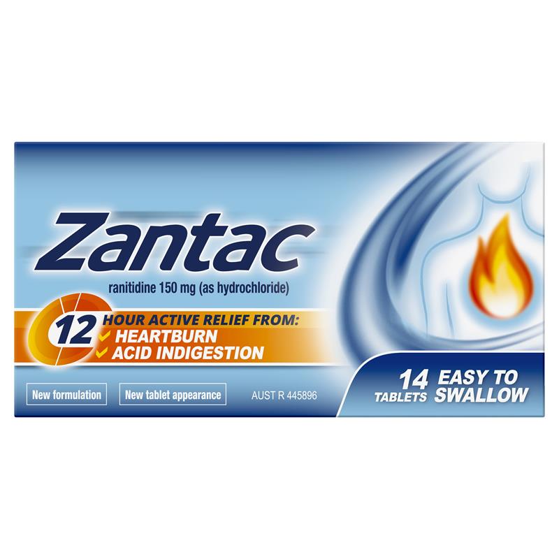 Zantac 12 Hour 150mg - 14 Tablets for Heartburn Relief