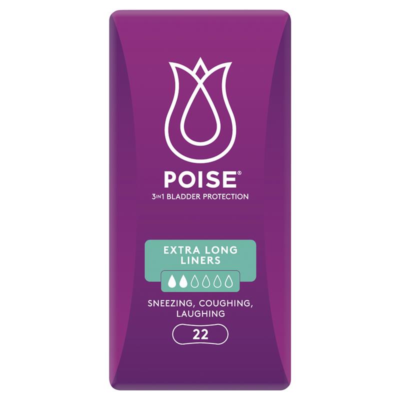 Poise Extra Long Liners - 22 Pack for Ultimate Bladder Protection