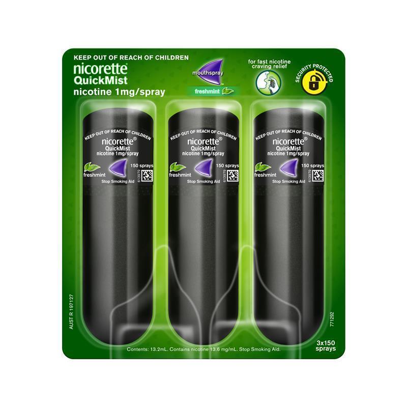Nicorette Quit Smoking QuickMist Nicotine Mouth Spray Freshmint 3 x 150 Pack