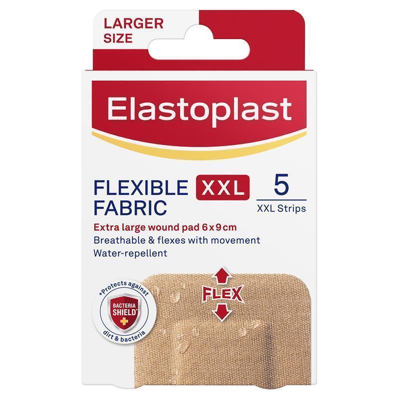 Elastoplast Flexible Fabric Strips XXL - 5 Pack for Large Wounds