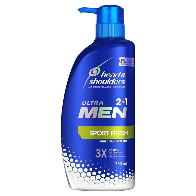 Head & Shoulders Ultra Men Sports Fresh Mens 2in1 Anti Dandruff Shampoo And Conditioner 750ml