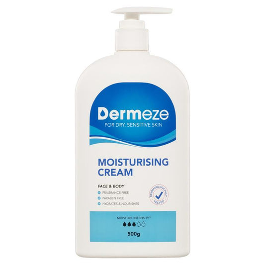 Dermeze Moisturising Cream 500g - Daily Hydration for Face & Body