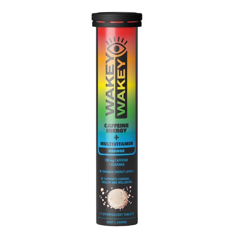 Wakey Wakey Caffeine PLUS Multivitamin Effervescent - Orange Flavor (17 Tablets)