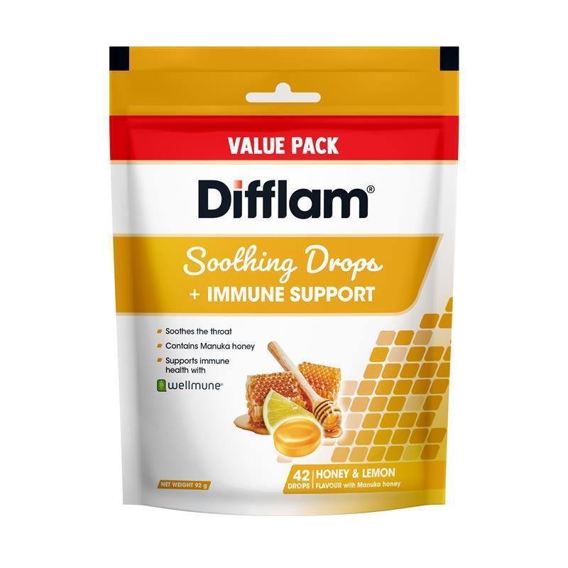 Difflam Soothing Drops + Immune Support Honey & Lemon - 42 Drops