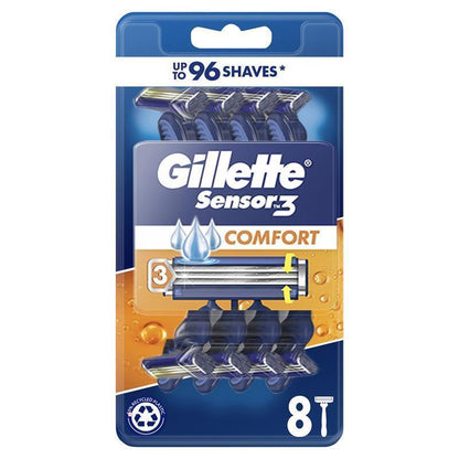 Gillette Sensor 3 Disposable Razors for Men - 8 Pack