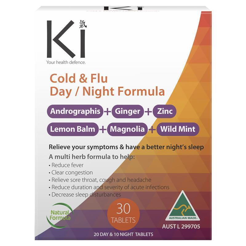 Ki Cold and Flu Day & Night Formula 30 Tablets - Natural Relief for Cold Symptoms