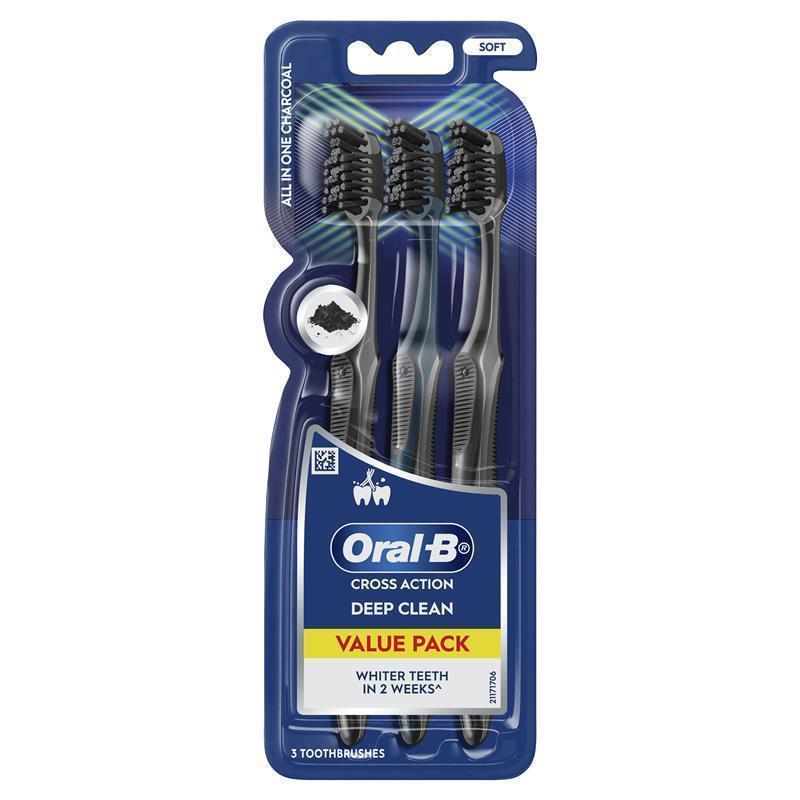 Oral-B Cross Action All In One Charcoal Toothbrush 3 Pack