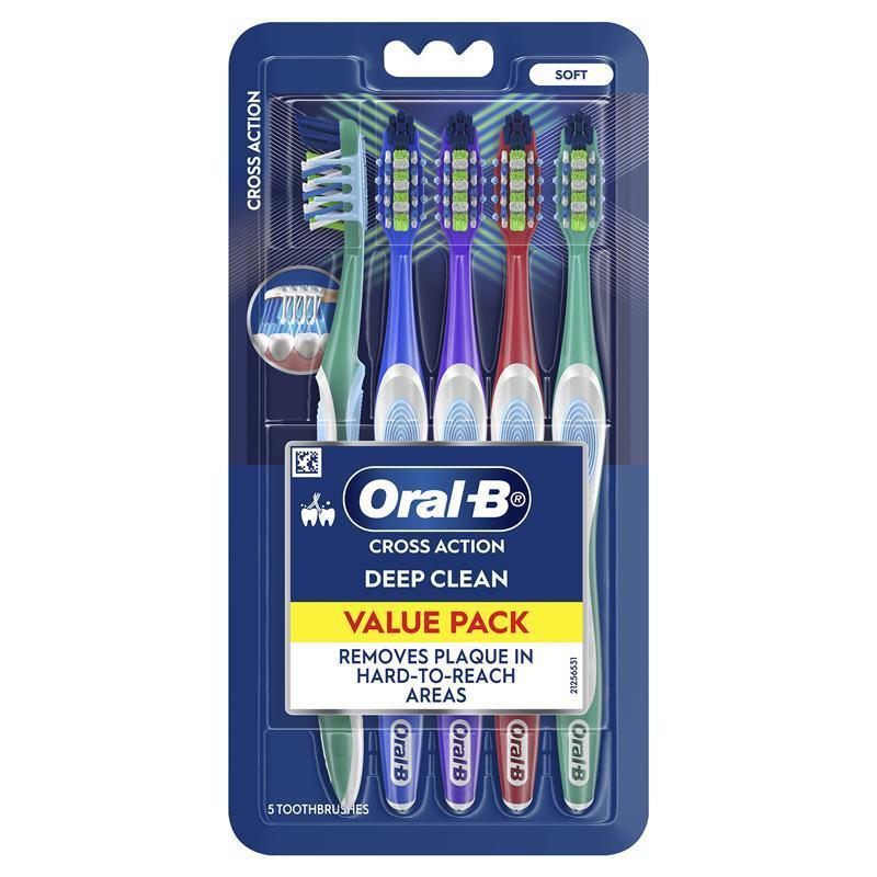 Oral-B Cross Action Toothbrush - 7 Benefits, 5 Pack