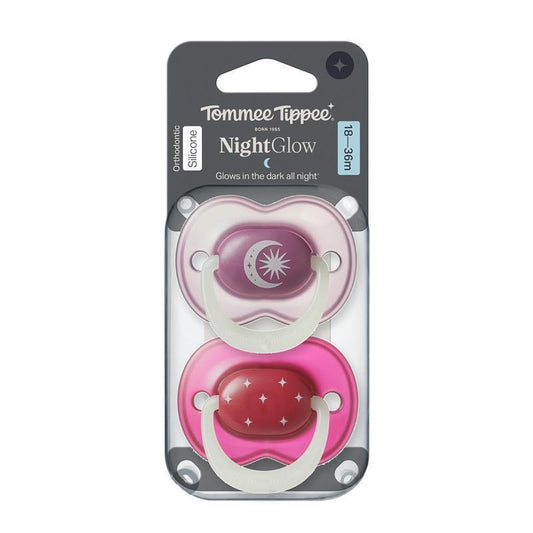 Tommee Tippee NightGlow Soother 18-36 Months 2 Pack Assorted Colours
