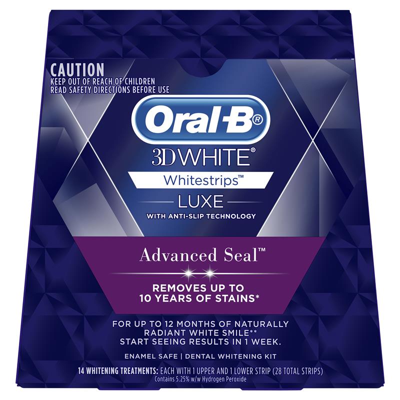 Oral-B 3D White Luxe Advanced Seal 14 Teeth Whitening Treatments - Enamel Safe