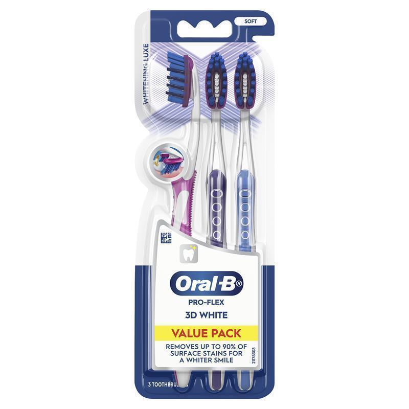 Oral-B 3D White Pro-Flex Whitening Luxe Toothbrush - 3 Pack