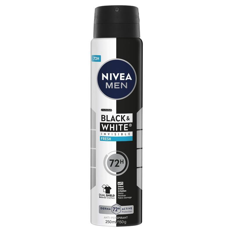 NIVEA MEN Black & White Fresh Aerosol Deodorant 72H Protection 250ml