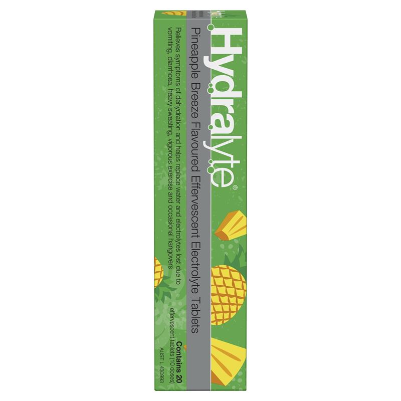 Hydralyte Electrolyte Effervescent Tablets - Pineapple Breeze (20 Tablets)