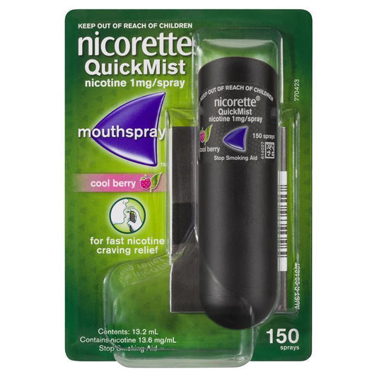 Nicorette Quit Smoking QuickMist Mouth Spray - Cool Berry (150 Sprays)