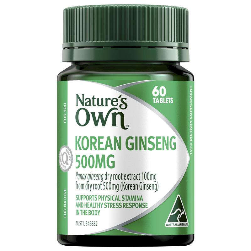 Nature's Own Korean Ginseng 500mg 60 Tablets