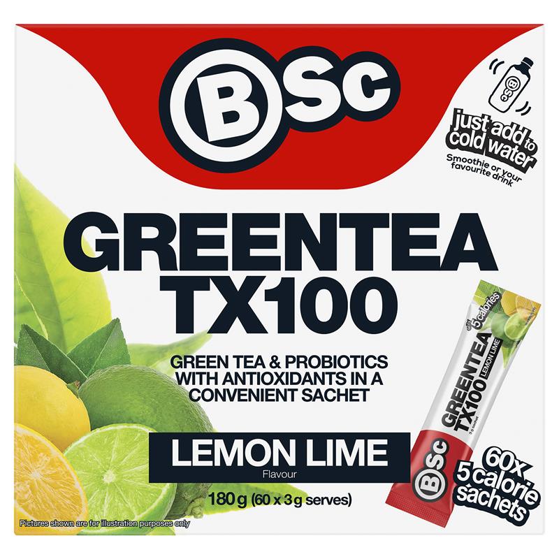 BSc Green Tea TX100 Lemon Lime 60 x 3g Serv