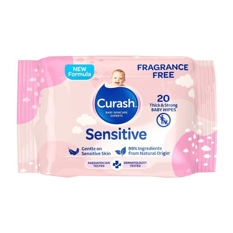 Curash Baby Sensitive Travel Wipes 20 Pack