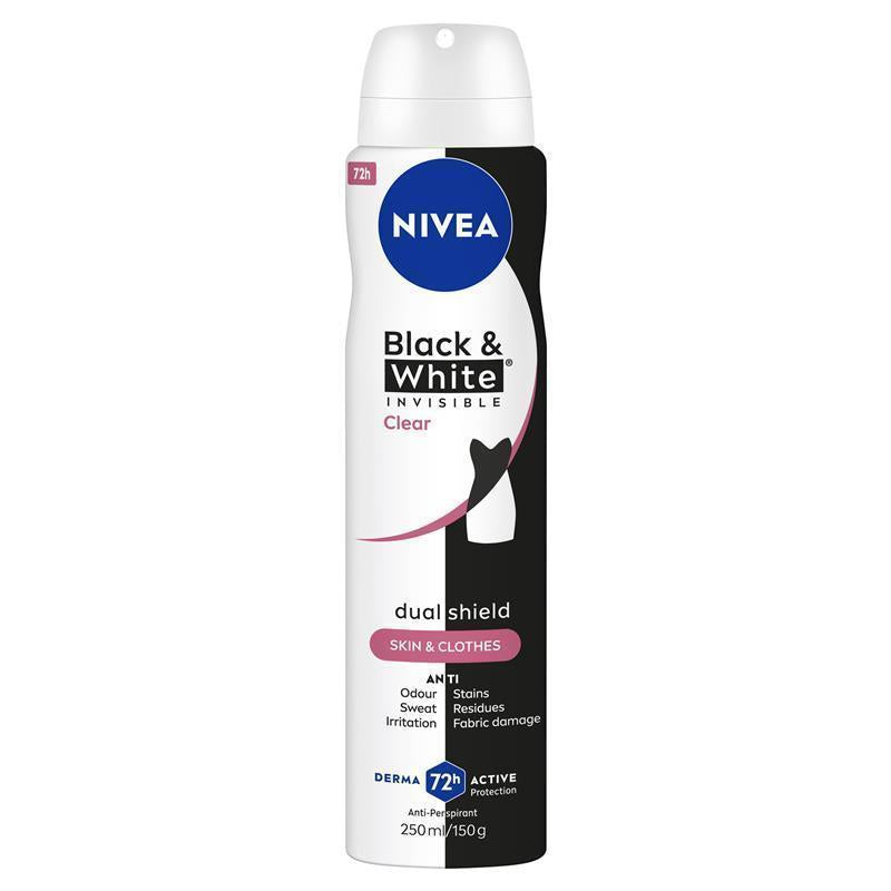 NIVEA Black & White Clear Aerosol Deodorant 72H Protection 250ml