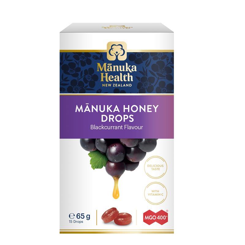 Manuka Health Manuka Honey Drops Blackcurrant 15 Pack 65g