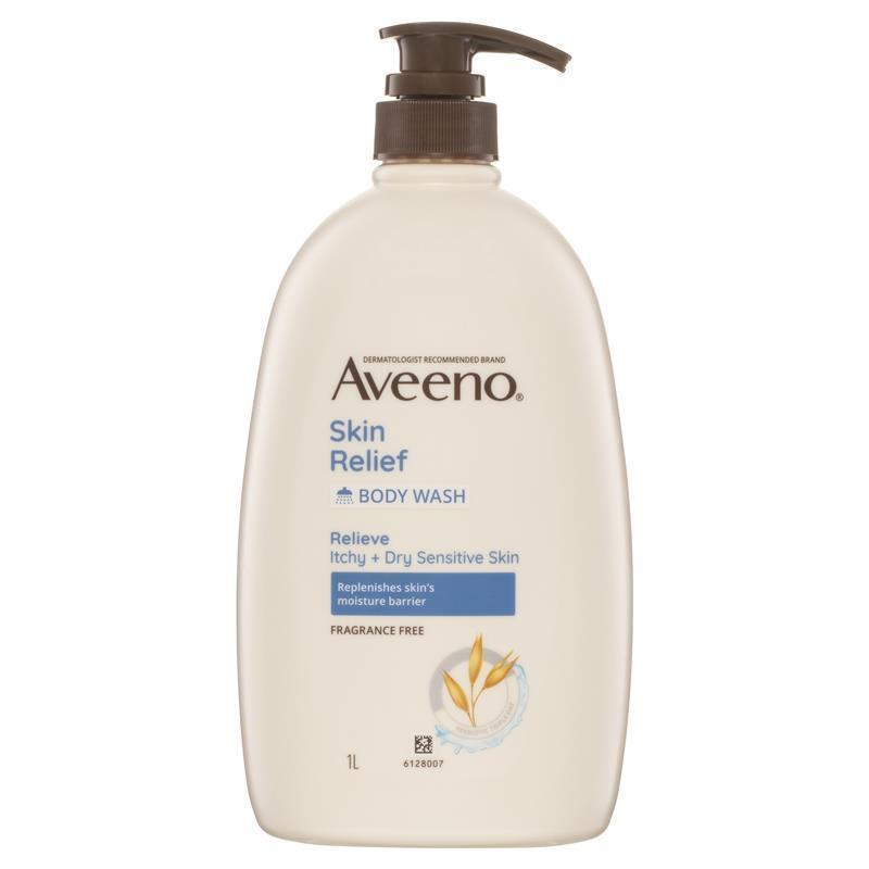 Aveeno Skin Relief Fragrance-Free Body Wash 1L for Dry, Sensitive Skin