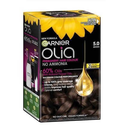Garnier Olia 5.0 Brown Permanent Hair Colour No Ammonia 60% Oils