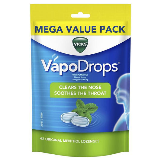 Vicks VapoDrops Original Menthol 42 Lozenges - Effective Cough Relief