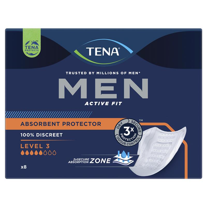 Tena Level 3 Men’s Incontinence Pads - 8 Pants, High Absorbency