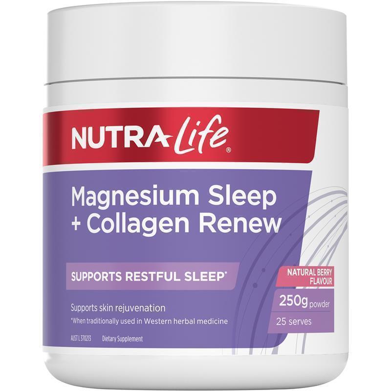 Nutra-Life Magnesium Sleep + Collagen Renew Berry Flavoured Powder 250g