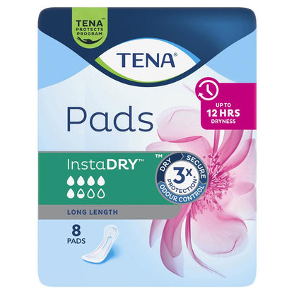TENA InstaDRY™ Long Length Incontinence Pads, 8-Pads– Fast Absorbing Protection