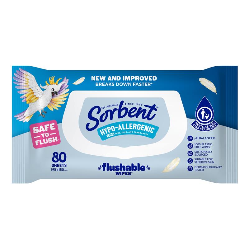 Sorbent Hypo Allergenic Wipes 80 Pack
