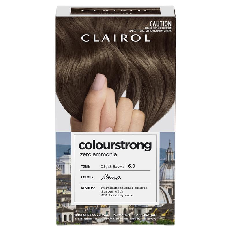 Clairol Colour Strong Kit 6.0 Light Brown - Ammonia-Free Hair Color