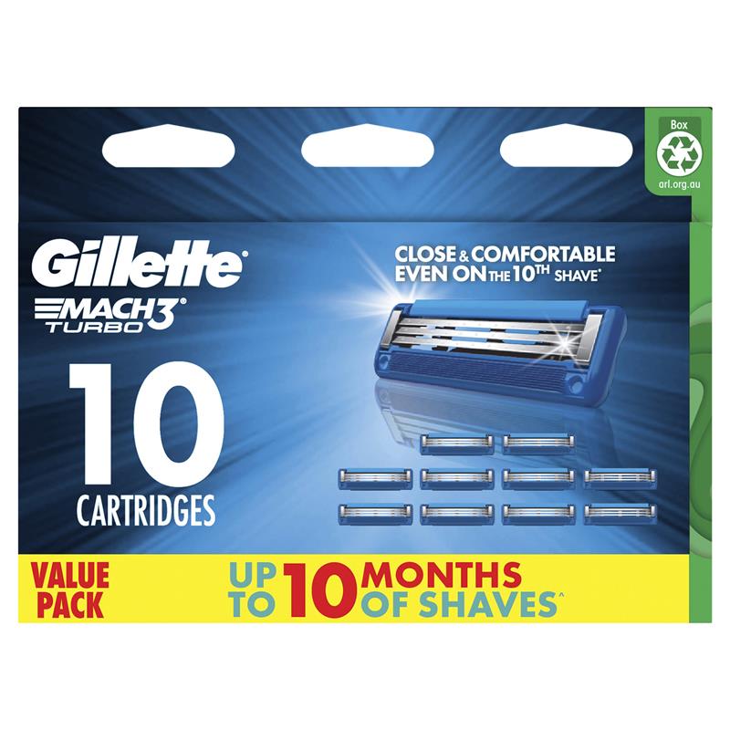 Gillette Mach 3 Turbo 3D Cartridges Value 10 Pack