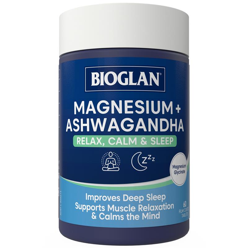 Bioglan Magnesium + Ashwagandha Relax Calm & Sleep 60 Tablets