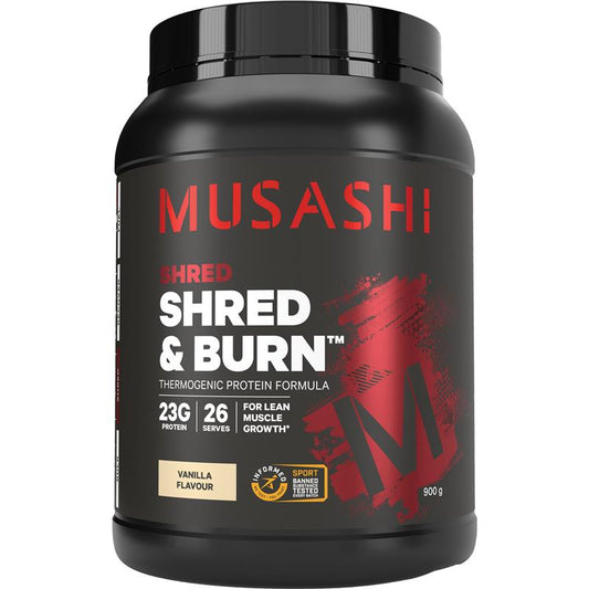Musashi Shred And Burn Thermogenic Protein Formula - Vanilla 900g