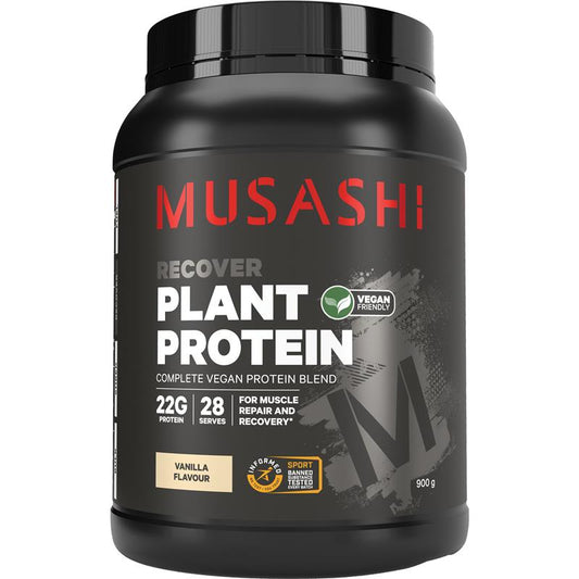 Musashi Plant Protein Vanilla - 900g for Complete Vegan Protein Support