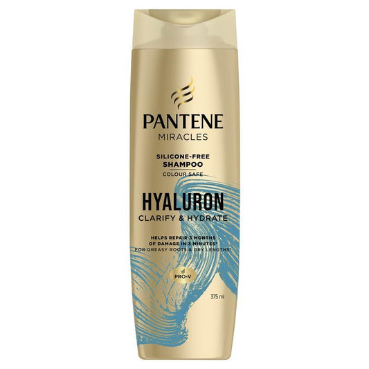 Pantene Miracles Hyaluron Clarify & Hydrate Silicone-Free Shampoo 375ml - Deep Cleansing & Hydration