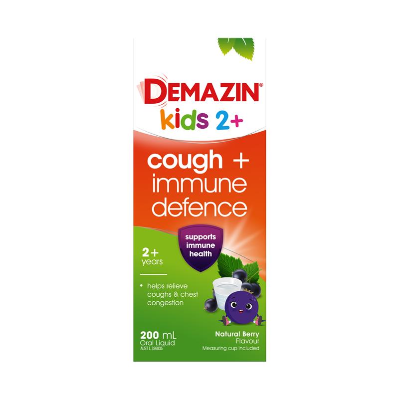 Demazin Kids 2+ Cough + Immune Defence 200ml - Natural Berry Flavor