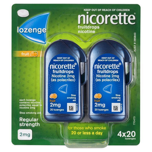 Nicorette Quit Smoking Cooldrops Fresh Fruit Lozenges - 2mg (80 Pieces)