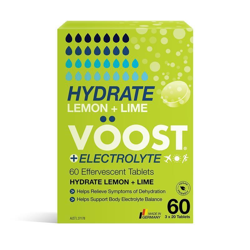 Voost Hydrate Lemon + Lime Effervescent Tablets - 60 Pack