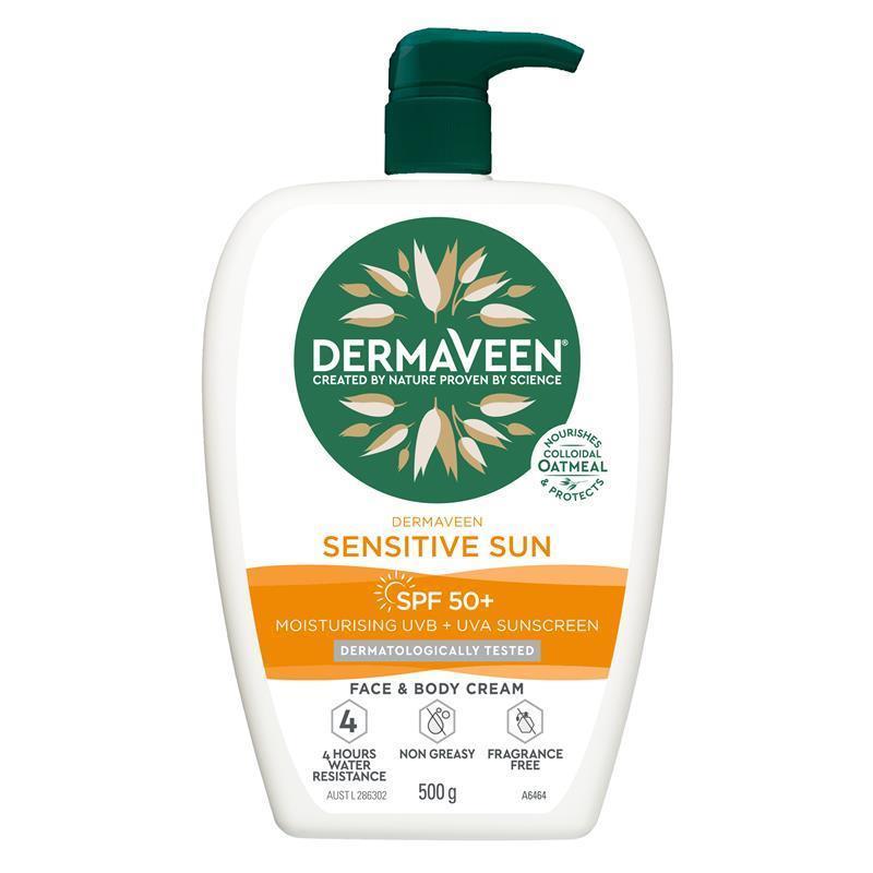 Dermaveen Sensitive Sun SPF 50+ Moisturising Face & Body Cream 500g - Ultimate Sun Protection